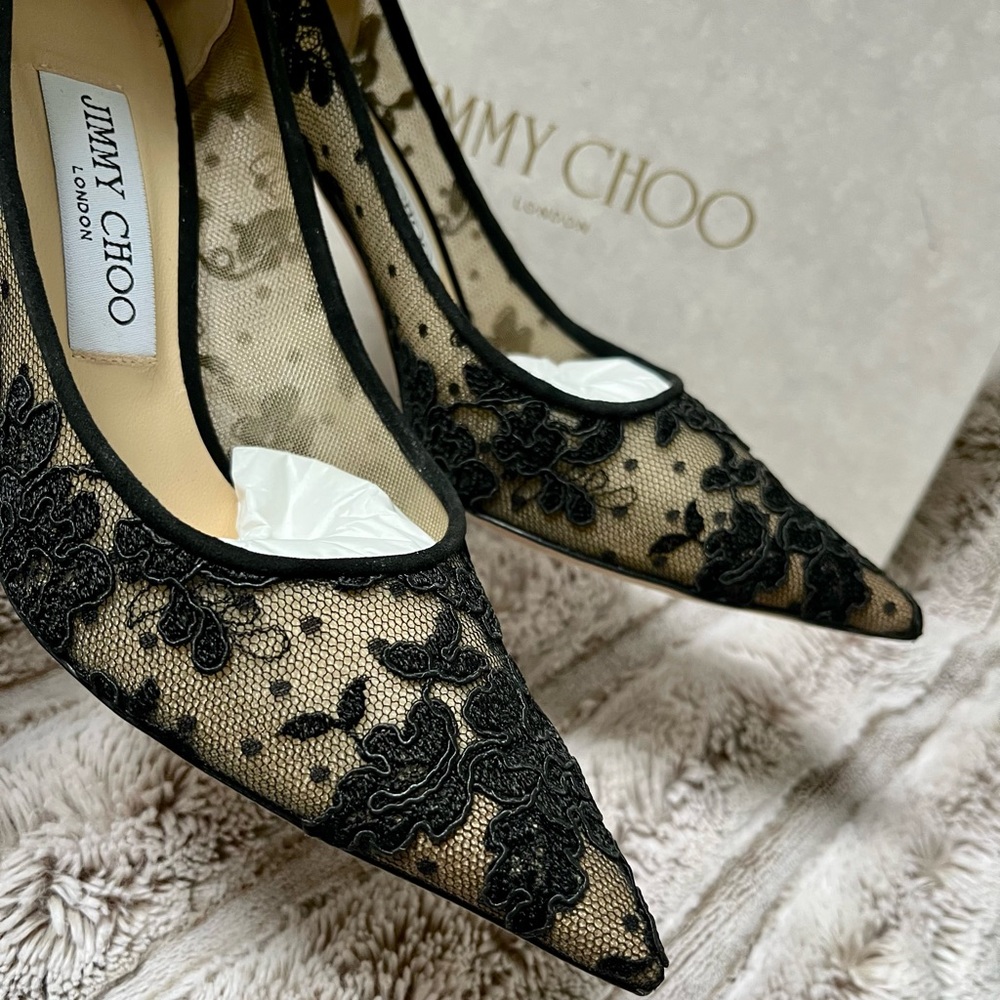 *NIB❗️Jimmy Choo Black Floral Love Lace Pumps - Picture 8 of 11